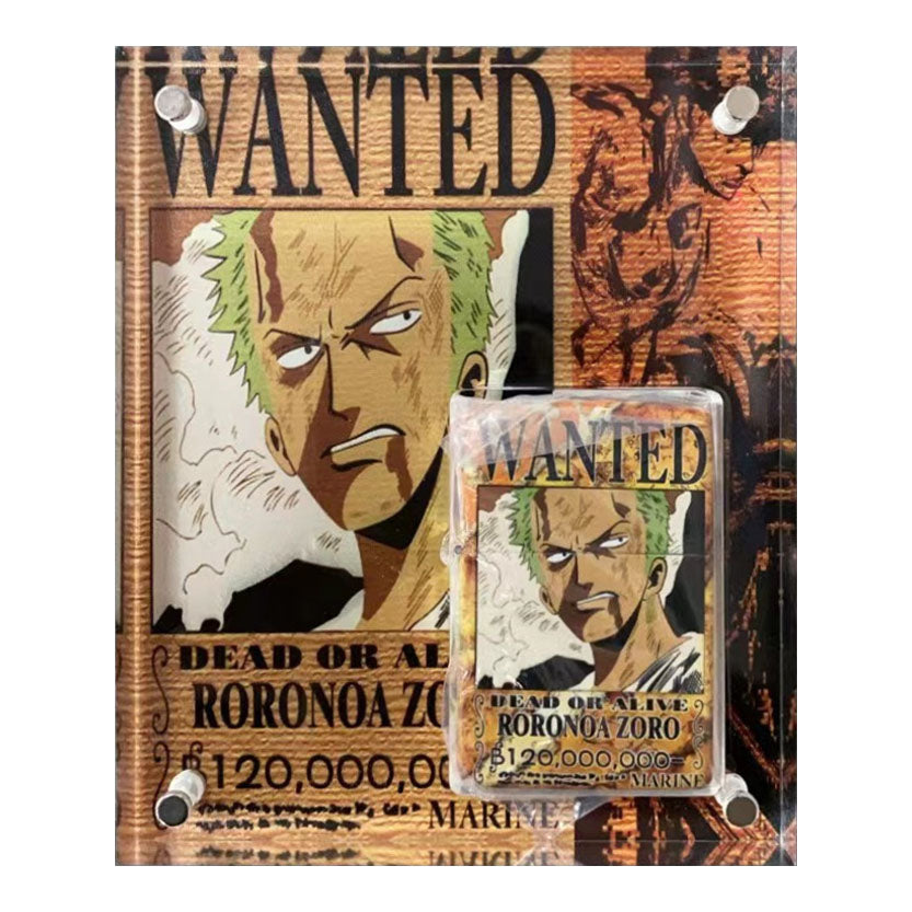 One Piece Monkey D Luffy Wanted Poster Kerosene Lighter, Anime Luffy Vintage Flip Top Windproof Lighter, Collectible Refillable Oil Lighter, Gift for One Piece Anime Fans