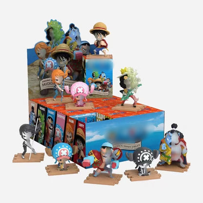 One Piece Half Skeleton Mini Figure Set, Straw Hat Pirates Luffy Zoro Sanji Nami Chopper Robin Usopp Franky Brook Anime Figurine, PVC Chibi Skeleton Model Toy, Desktop Decoration Collectible Gift for One Piece Fans