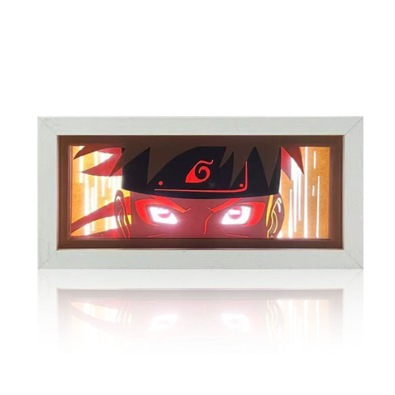 Naruto Anime Paper Cut Light Box, 3D Paper Carving LED Frame Lamp, Sharingan Character Night Light, Desktop Wall Art Decor, Collectible Anime Gift for Naruto Fans