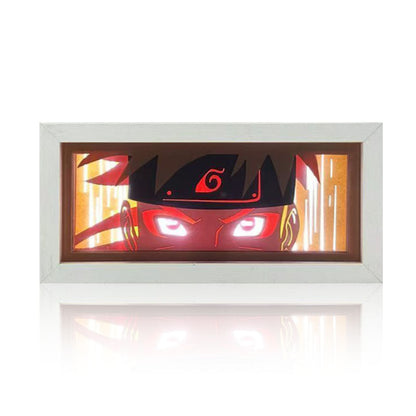 Naruto Anime Paper Cut Light Box, 3D Paper Carving LED Frame Lamp, Sharingan Character Night Light, Desktop Wall Art Decor, Collectible Anime Gift for Naruto Fans