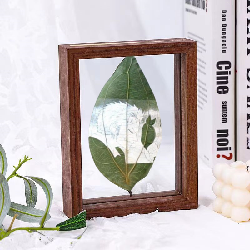 One Piece Luffy Hand Carved Natural Leaf Art with Frame