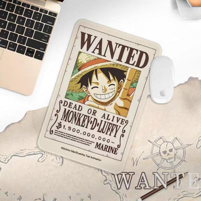 One Piece Wanted Poster Mouse Pad, Anime Bounty Poster Non-Slip Rubber Mousepad, One Piece Luffy Zoro Nami Chopper Robin Gaming Desk Mat, Office Desktop Decor Gift for Anime Fans