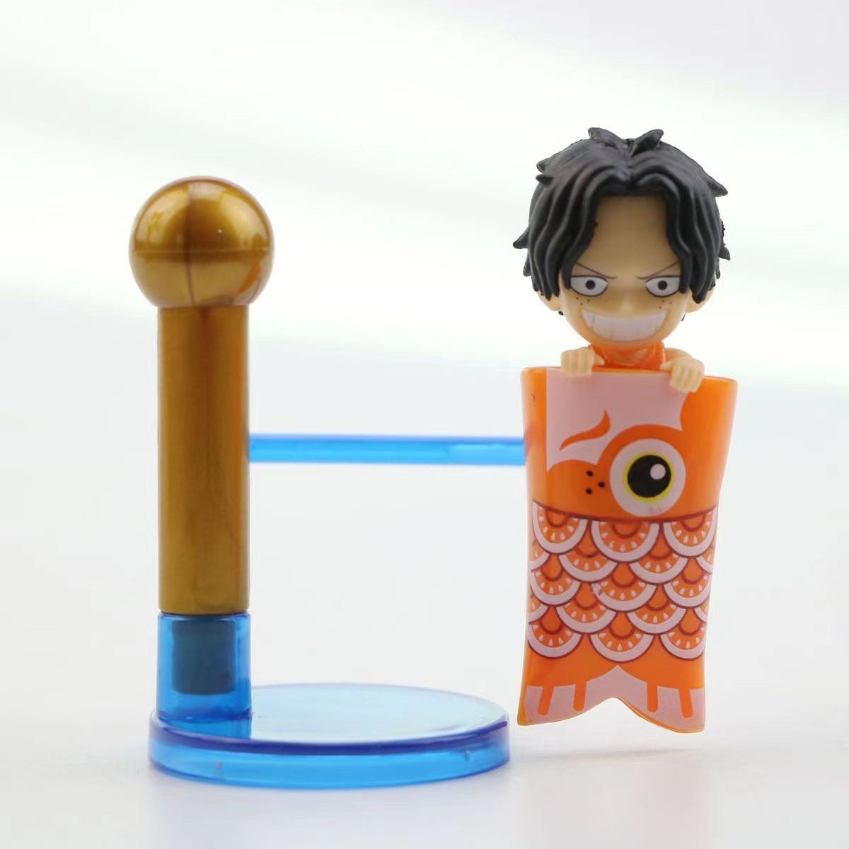 One Piece Carp Streamer Mini Figure, WCF Luffy Ace Sabo Jinbe Shirahoshi Anime Statue, Cute Koinobori Character Figurine Collectible Model Toy, Desk Decoration Gift for One Piece Fans