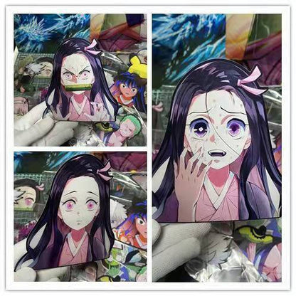Anime 3D Lenticular Motion Flip Stickers, Demon Slayer Naruto Changing Image Decals, Waterproof Holographic Shift Stickers for Car Laptop Water Bottle Phone Case, Anime Character 3D Illusion Sticker, Fan Collectible Merch Gift