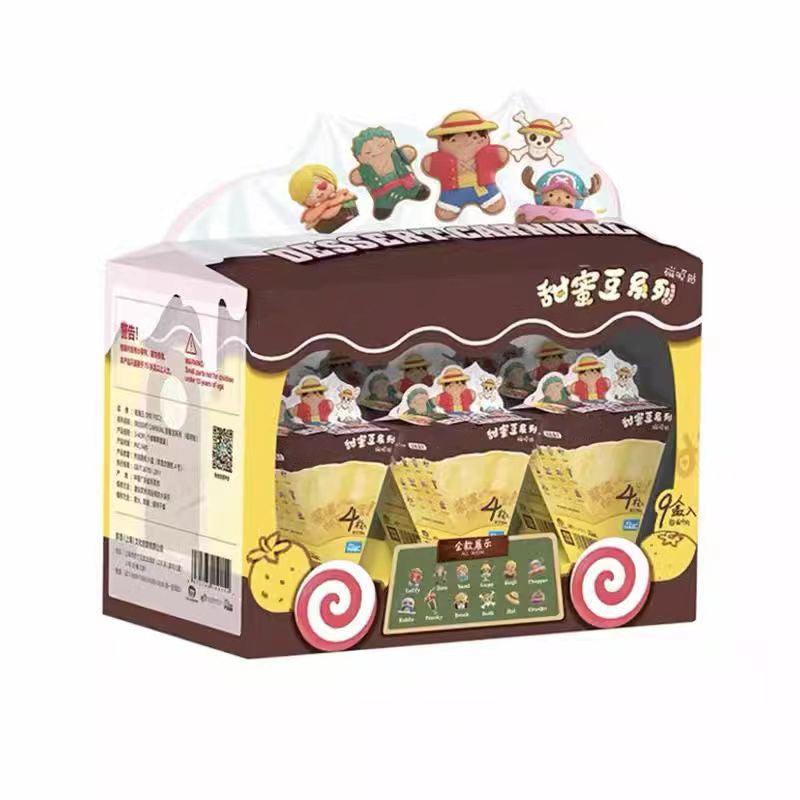 One Piece Anime Fridge Magnets Blind Box, Cute Luffy Zoro Sanji Fruit Dessert Series 3D Magnet Collectible Figures, One Piece Refrigerator Magnets Ornament, Blind Box Gift for One Piece Fans