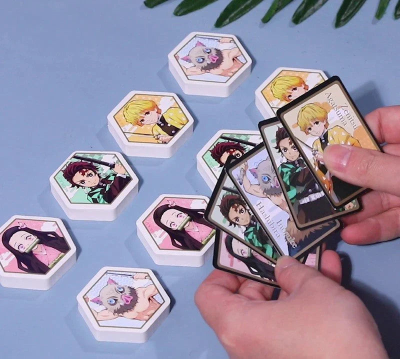 Demon Slayer Kimetsu no Yaiba Hexagonal Eraser with Character Collectible Card, Anime Themed Eraser Set, Cute Stationery for Students, Anime Merch Gift for Demon Slayer Fans