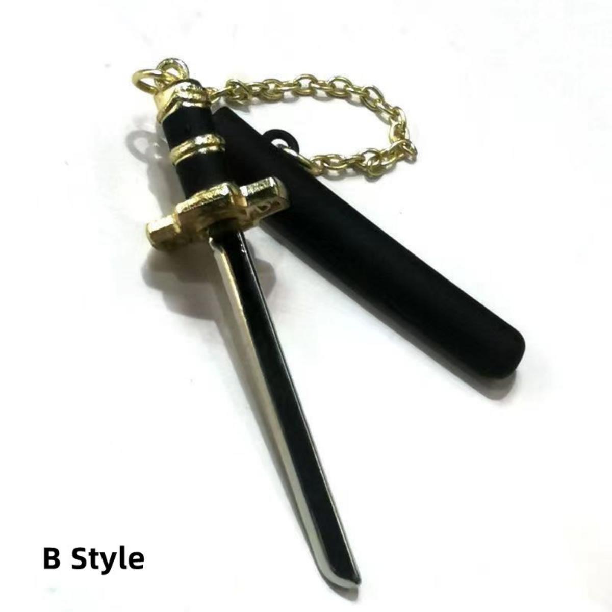 One Piece Roronoa Zoro Mini Katana Keychain, Anime Metal Sword Pendant with Scabbard, 4 Styles Wado Ichimonji Sandai Kitetsu Shusui Enma Replica, Collectible Bag Charm & Anime Fan Gift