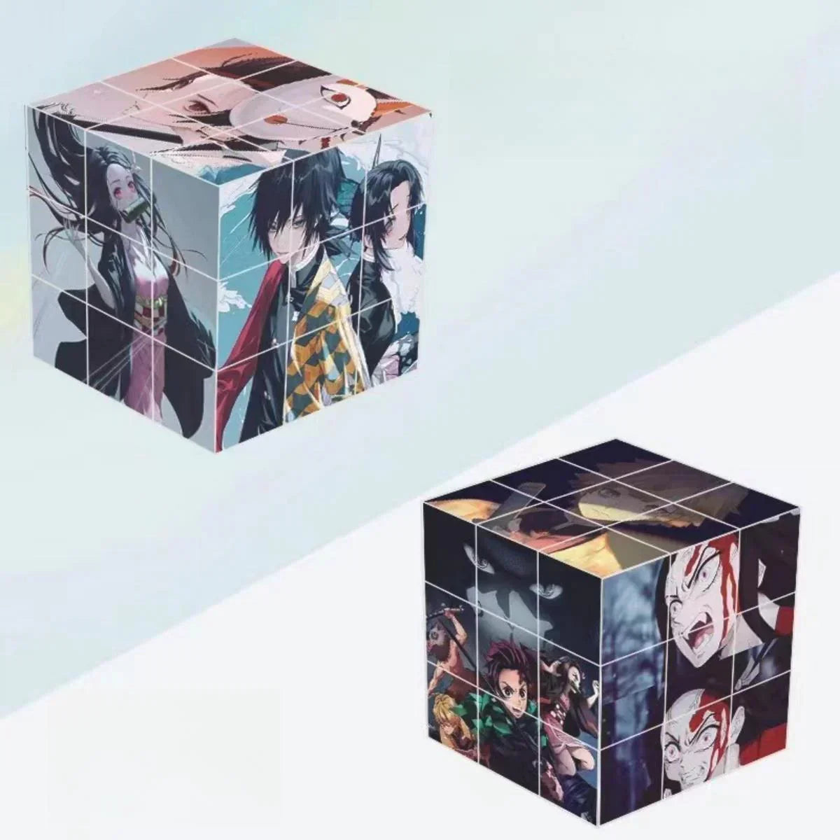 Demon Slayer Tanjiro Nezuko HD Printed Speed Puzzle Cube, Smooth Turning Brain Teaser Educational Fidget Toy, Anime Collection Desk Decor Gift for Anime Fans