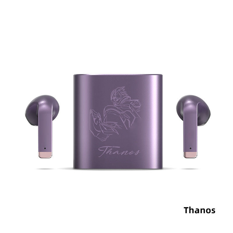 Marvel Avengers TWS True Wireless Bluetooth Earbuds, Iron Man Thanos Black Panther Captain America Hulk Engraved Bluetooth Headphones, Touch Control Stereo Earphones with Metal Charging Case, Marvel Fan Anime Merch Gift