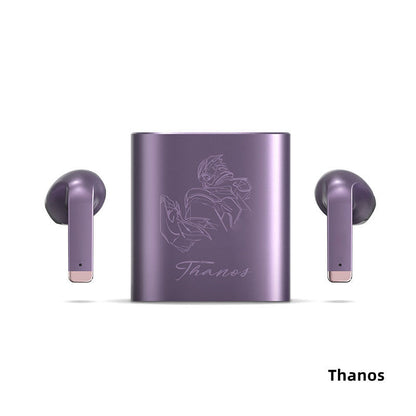 Marvel Avengers TWS True Wireless Bluetooth Earbuds, Iron Man Thanos Black Panther Captain America Hulk Engraved Bluetooth Headphones, Touch Control Stereo Earphones with Metal Charging Case, Marvel Fan Anime Merch Gift