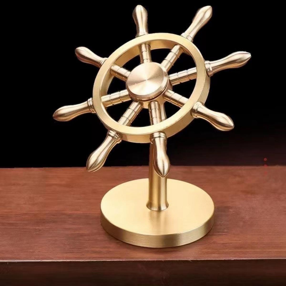One Piece Golden Ship Wheel Figurine, Pirate Ship Helm Desk Statue Model, Nautical Rudder Desktop Decoration, Collectible Ornament Gift for One Piece Anime Fans