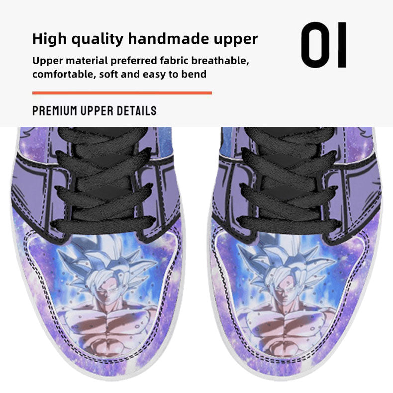 Dragon Ball Vegeta Ultra Instinct Anime High Top Sneakers, Purple Galaxy Custom Print Streetwear Shoes, Men Women Casual Fashion Sneakers, Anime Fan Collectible Footwear Gift