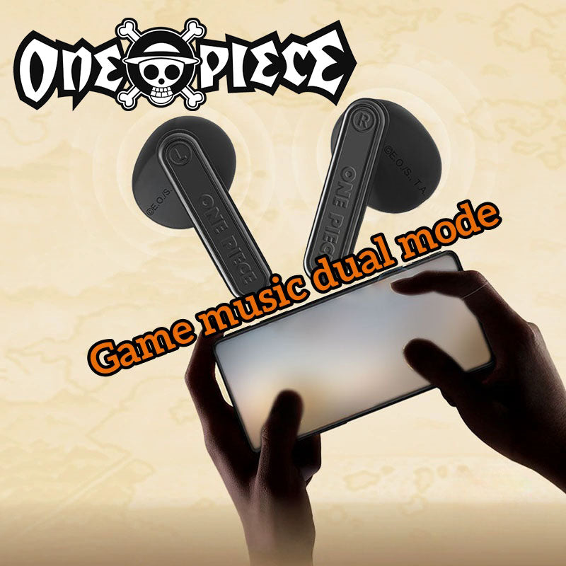 One Piece Luffy True Wireless Earbuds, Straw Hat Pirate Skull Flag TWS Bluetooth Earphones, Open Ear Headphones with Unique Charging Case, Anime Collectible Gift for One Piece Fans