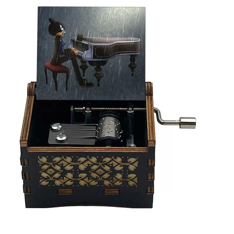 One Piece Monkey D Luffy Roronoa Zoro Nami Sanji Wooden Hand Crank Music Box, Bink's Sake Melody Collectible Decor Music Box Gift for Anime Fans