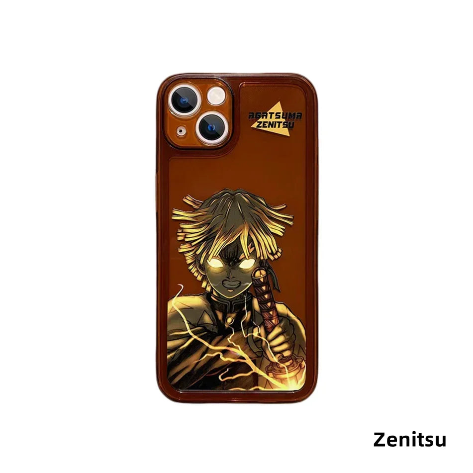 Demon Slayer Anime Phone Case, Tanjiro Zenitsu Print Transparent Shockproof Protective Cover, Cool Flame Pattern Clear Phone Shell, Anime Character Case, Gift for Demon Slayer Fans