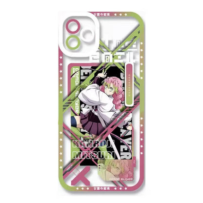 Demon Slayer Muichiro Tokito & Mitsuri Kanroji Anime Phone Case, Angel Eyes Frame Clear Transparent Soft TPU Shockproof Slim Protective Phone Cover, Kimetsu no Yaiba Manga Phone Shell for iPhone, Anime Fan Merch Gift