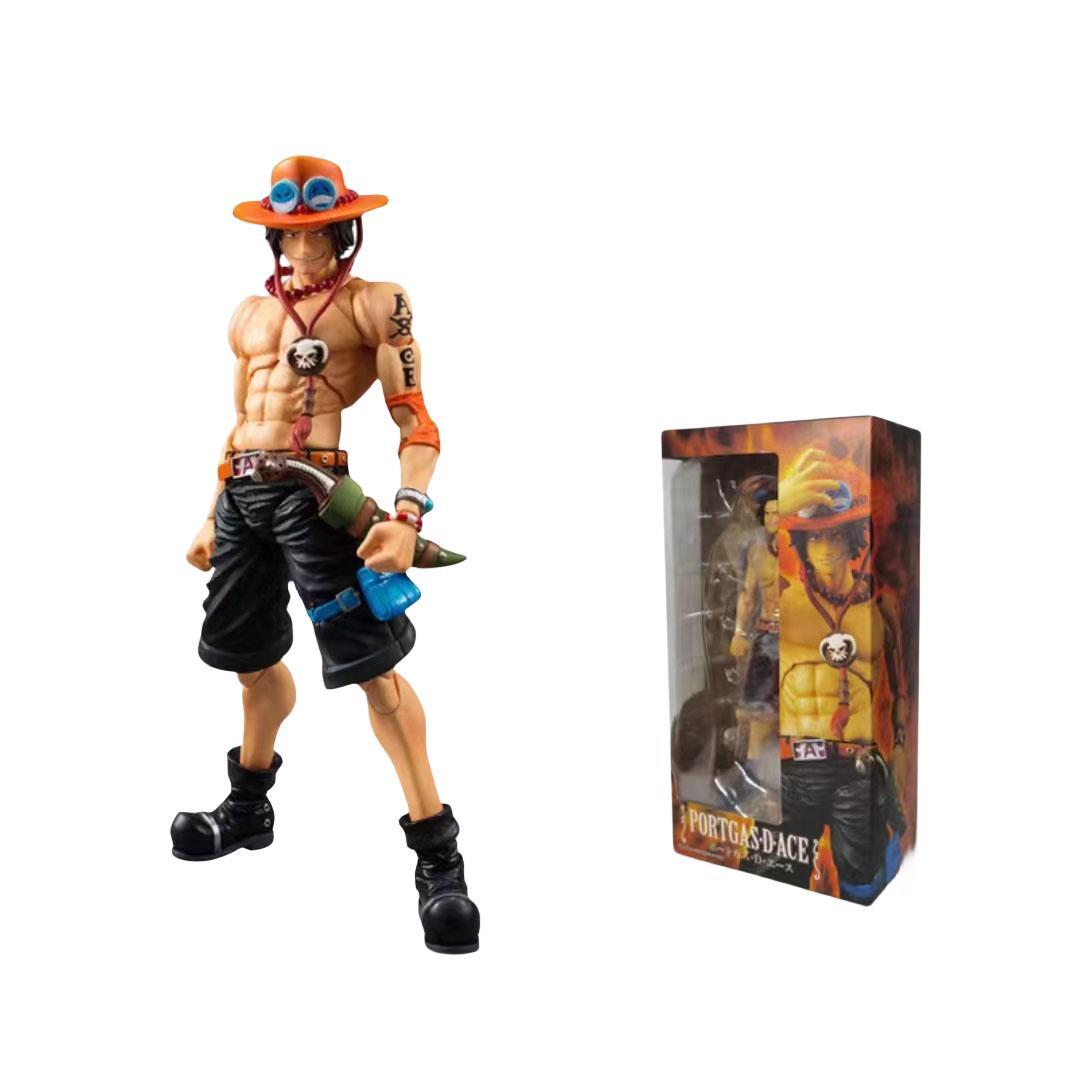 One Piece Anime Action Figure, Luffy Zoro Ace Movable Joints Collectible Figurine, Multiple Replaceable Parts, PVC Articulated Model Toy, Desktop Display Gift for One Piece Fans