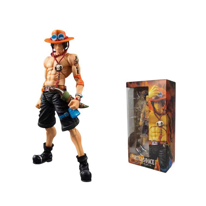 One Piece Anime Action Figure, Luffy Zoro Ace Movable Joints Collectible Figurine, Multiple Replaceable Parts, PVC Articulated Model Toy, Desktop Display Gift for One Piece Fans