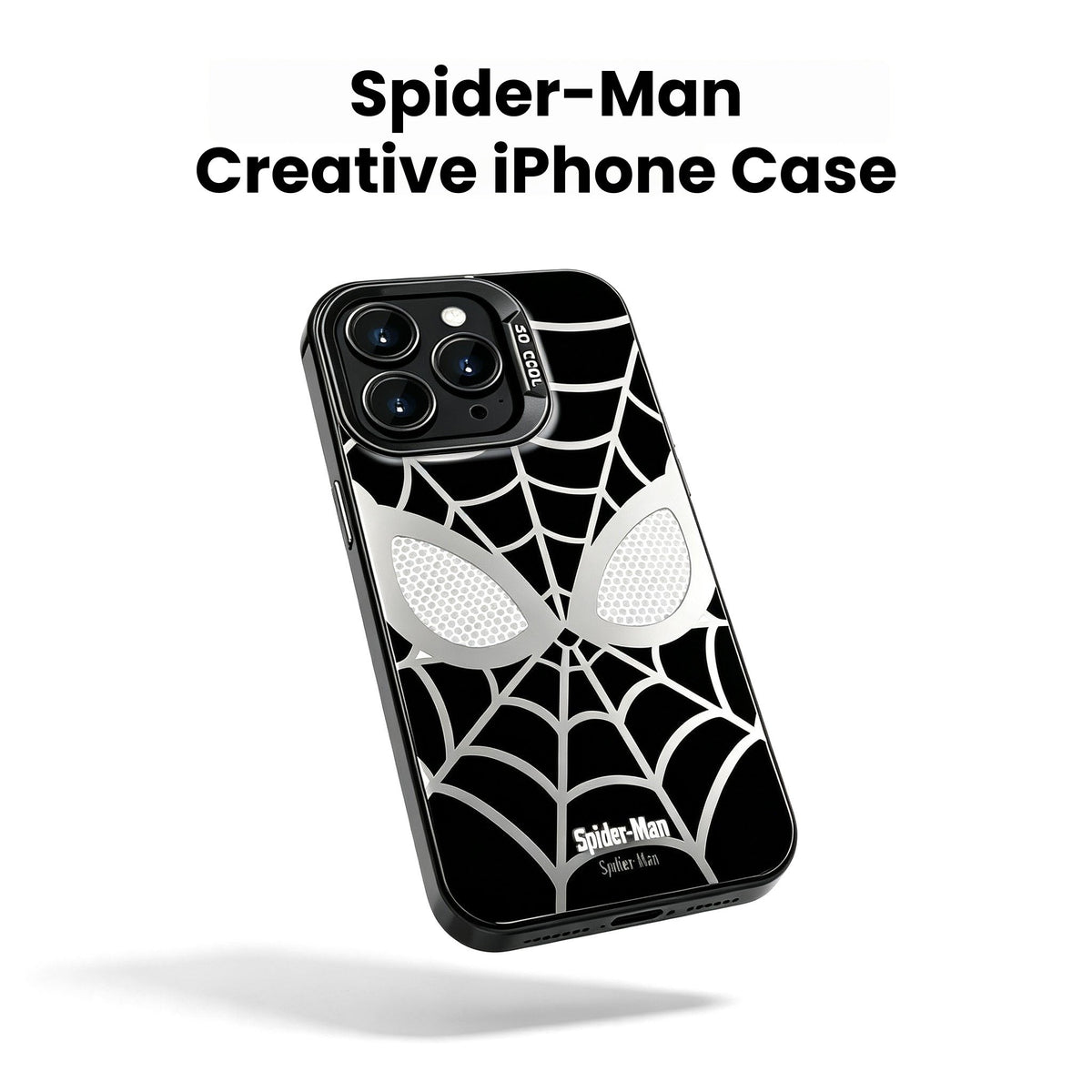 Marvel Spider‑Man Creative iPhone Phone Case, Glossy Smooth Fingerprint‑Resistant Cover with Camera Bezel Protection, Comfortable Grip Precise Fit Phone Shell, Black & White 2 Colors Available