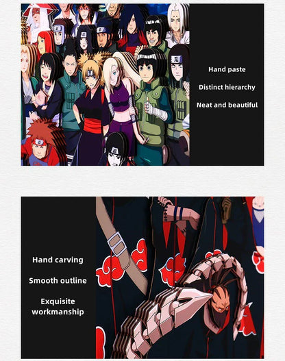 Naruto All Characters 3D Layered Paper Cut Art Frame, Naruto Whole Cast Paper Carving Shadow Box, Handmade Stratified Anime Group Portrait Painting, Wall Decor Collectible Art Gift for Naruto Fans