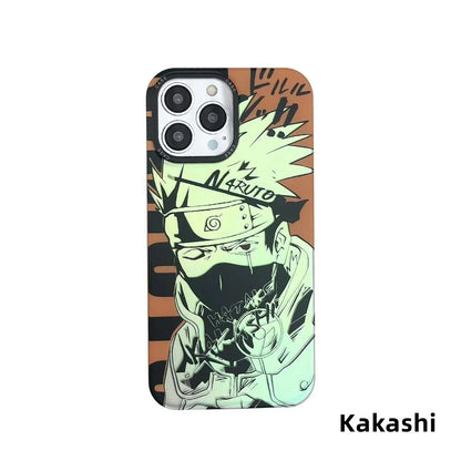 Naruto Luminous Anime Phone Case for iPhone, Itachi Kakashi Manga Print Soft TPU Shockproof Protective Cover, Glow In The Dark Anime Phone Shell, Naruto Fan Gift