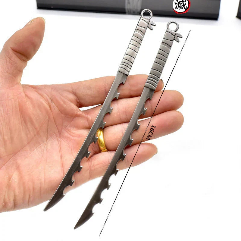 Demon Slayer Mini Katana Sword Model Set, Anime Nichirin Blade Replica Keychain Collection, Metal Sword Prop with Display Gift Box, Kimetsu No Yaiba Mini Weapon Ornament, Collectible Gift for Demon Slayer Fans