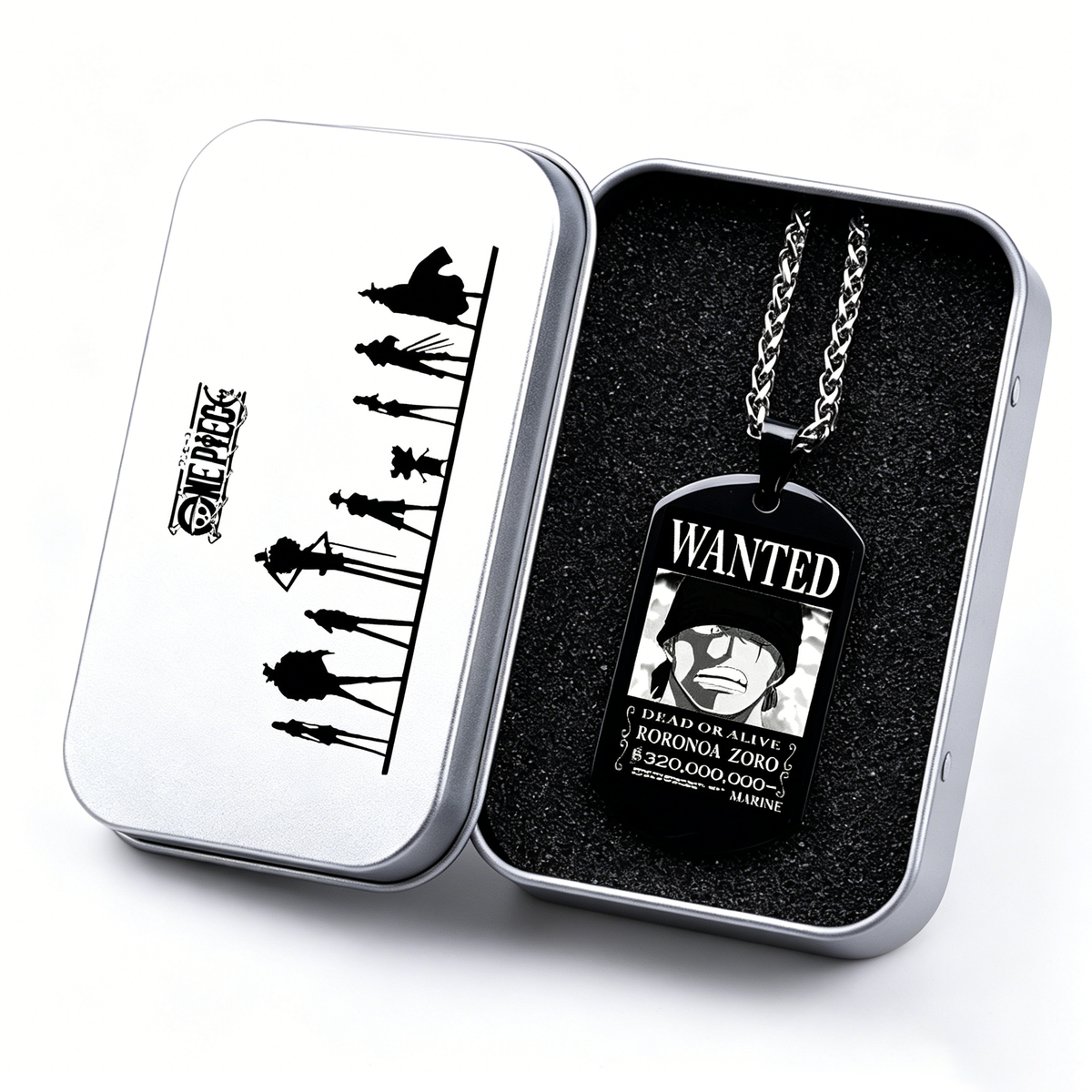 One Piece Wanted Poster Dog Tag Necklace with Tin Gift Box