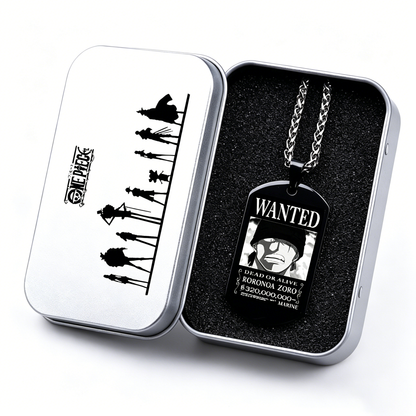 One Piece Wanted Poster Dog Tag Necklace with Tin Gift Box