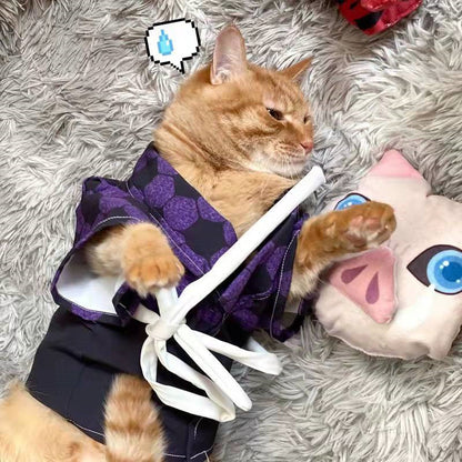 Demon Slayer Anime Pet Costume, Kimetsu no Yaiba Dog Cat Cosplay Outfit, Tanjiro Rengoku Shinobu Nezuko Pet Kimono Clothes, Halloween Cosplay Dress Up for Small Medium Pets, Anime Pet Photo Prop