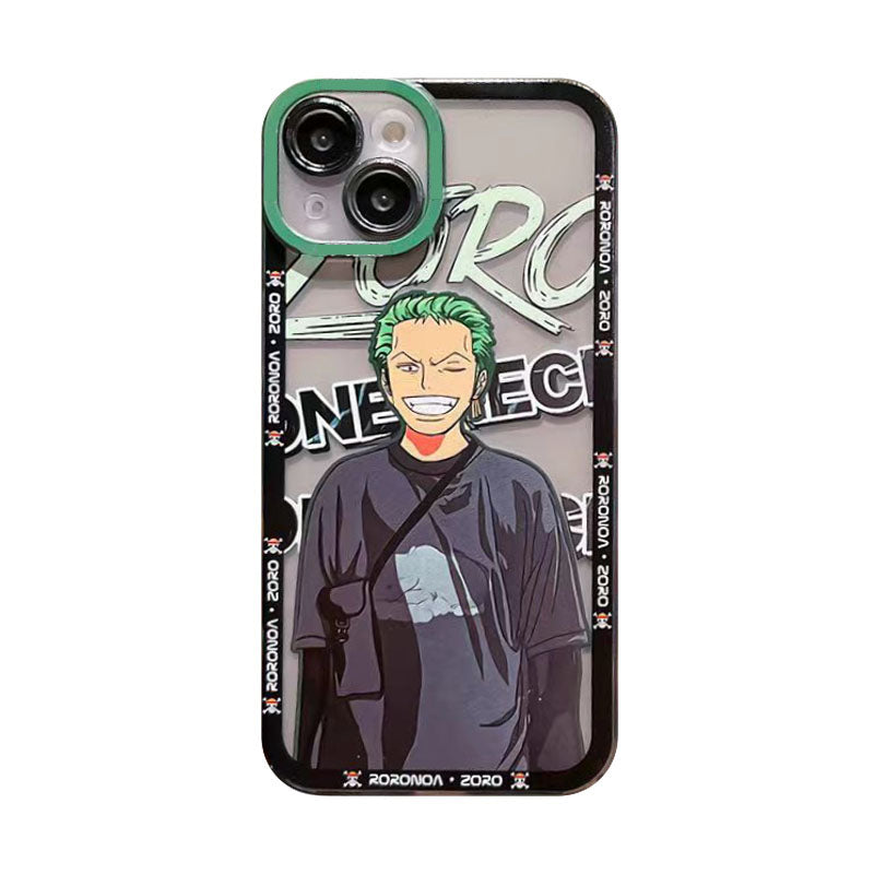 One Piece Anime Phone Case for iPhone, Luffy Zoro Character Print Clear Protective Case, Shockproof Soft TPU Bumper Cover, Cute Anime Manga Phone Shell, Anime Merch Gift for One Piece Fans