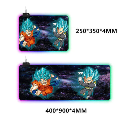 Dragon Ball Z RGB Large Mouse Pad, Anime DBZ Goku Vegeta Frieza Extended Gaming Mousepad with LED Rainbow Light, Non Slip Rubber Base Desk Mat for PC Keyboard Laptop, Dragon Ball Fan Decor