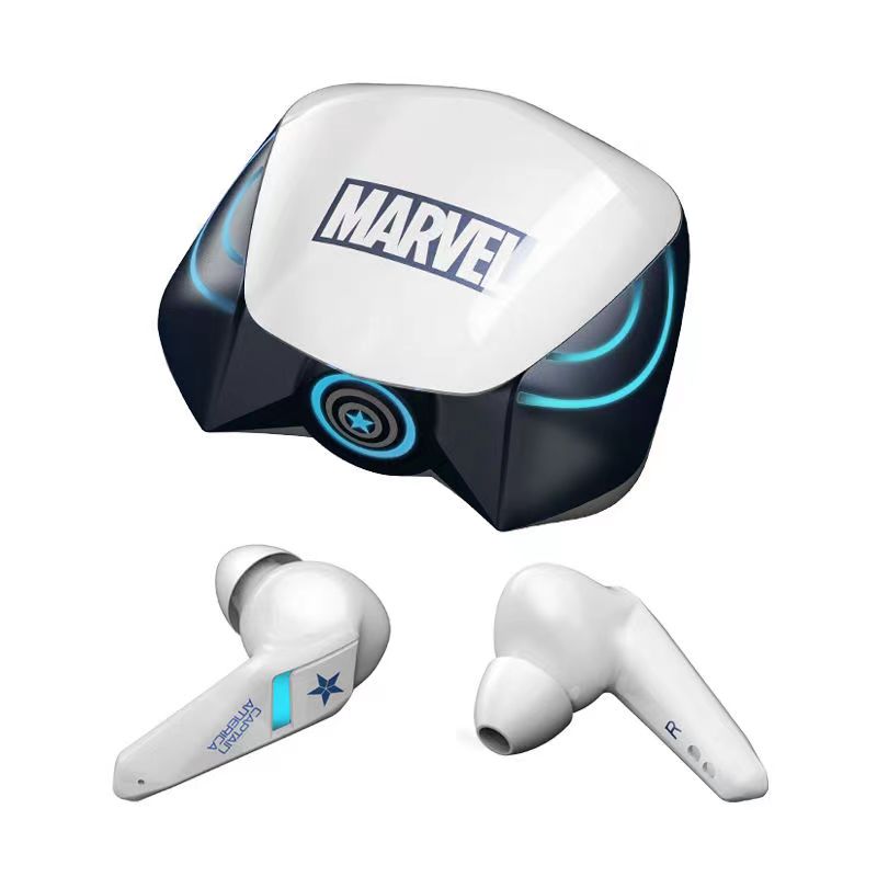 Marvel Avengers Iron Man Captain America Spider‑Man TWS True Wireless Gaming Earbuds, Low Latency Bluetooth 5.0 Earphones with LED Light Noise Reduction for Game Music
