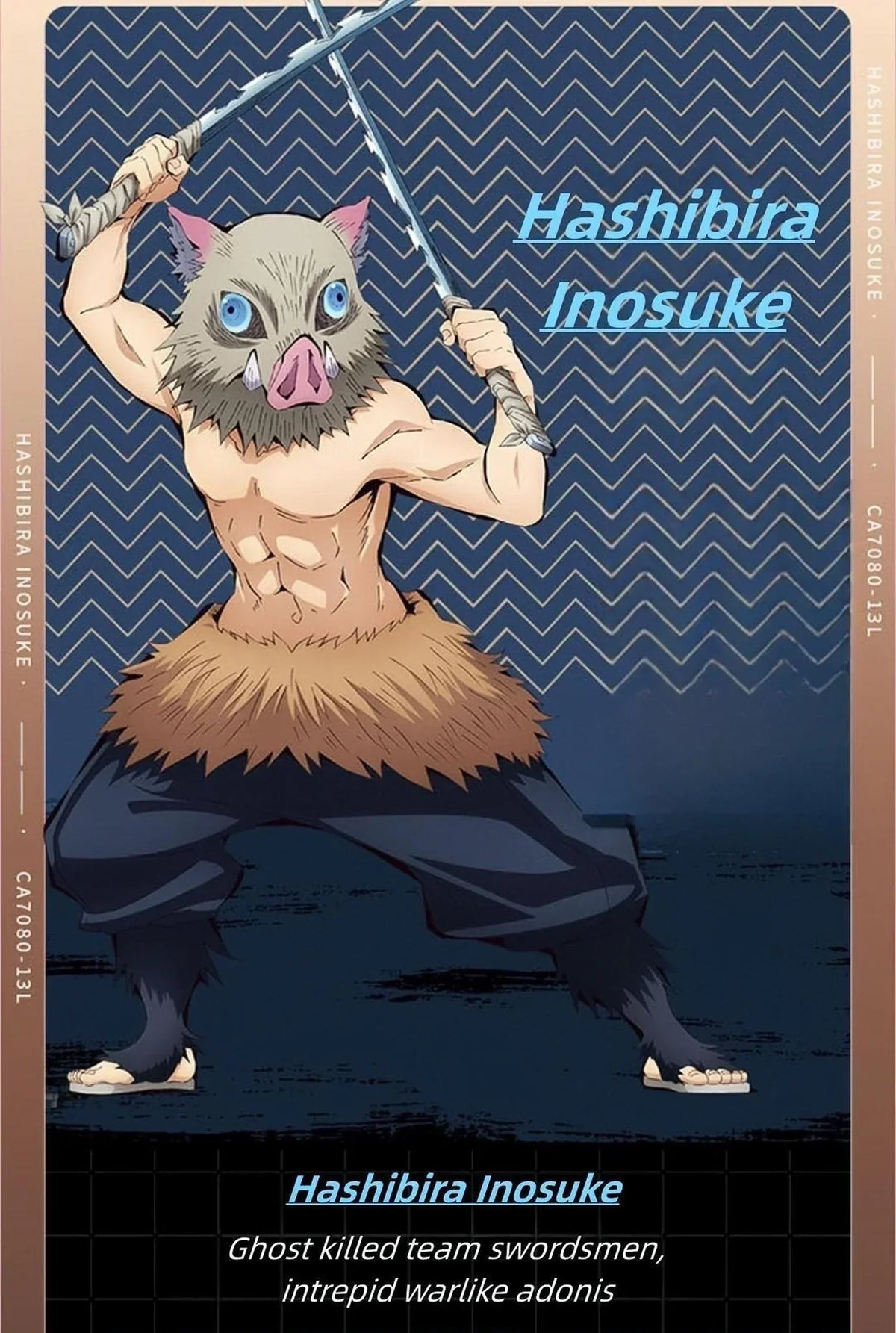 Demon Slayer Inosuke Hashibira Wrist Watch, Anime Inosuke Themed Chronograph Quartz Watch, Brown Leather Strap Analog Wristwatch, Collectible Watch Gift for Demon Slayer Fans