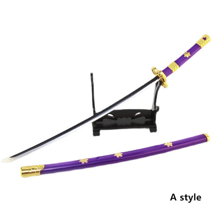 One Piece Roronoa Zoro Mini Katana Sword Replica, Anime Zoro Sword Set, Metal Model Sword with Display Stand, Cosplay Prop Desktop Decoration, Collectible Gift for One Piece Fans
