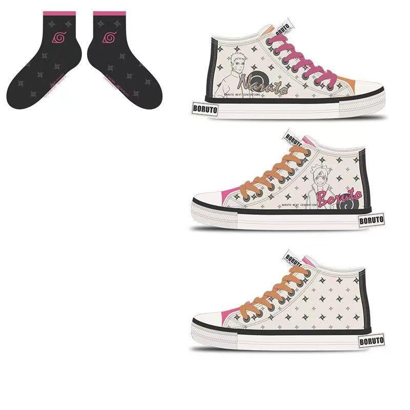 Boruto Naruto Next Generations Anime High Top Canvas Sneakers, Character Print Lace-up Casual Shoes, Breathable Memory Foam Footwear, Anime Cosplay Daily Walking Shoes, Fan Gift for Men Women Teens
