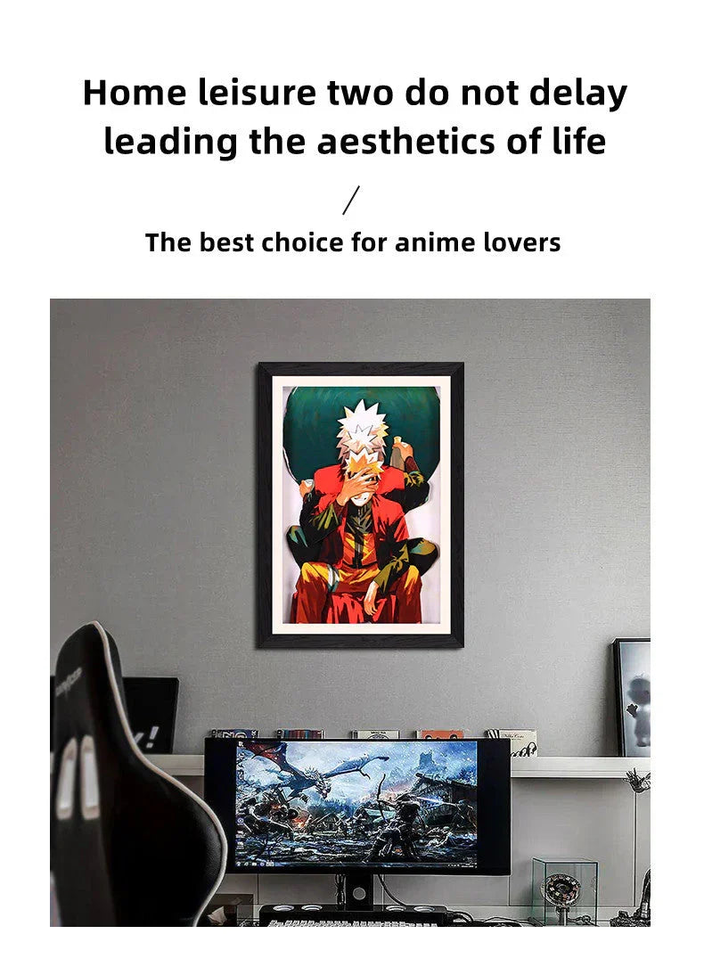 Naruto Jiraiya 3D Layered Paper Cut Art Frame, Anime Jiraiya Paper Carving Shadow Box, Stratified Handmade Paper Craft Painting, Wall & Desktop Display Decor, Collectible Art Gift for Naruto Anime Fans