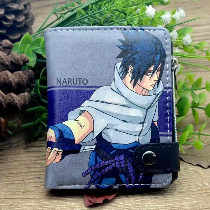 Naruto Anime Bifold Wallet, Multiple Character Printed PU Leather Short Purse, Snap Button Card Holder Cash Pocket Wallet, Naruto Itachi Sasuke Kakashi Naruto Merch Wallet Gift for Anime Fans