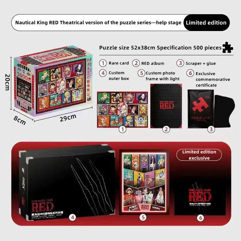 One Piece RED Anime Jigsaw Puzzle, Uta Luffy Shanks 1000 Pieces Cartoon Puzzle, One Piece Movie Character Puzzle Game, Collectible Anime Puzzle for Adults & Teens, Gift for One Piece Fans