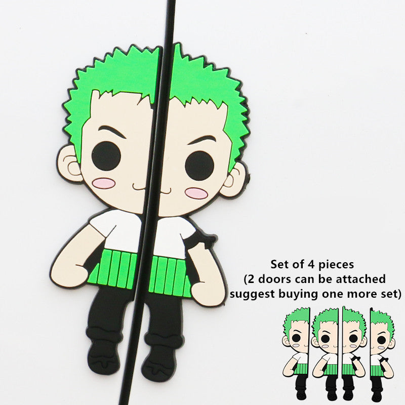 One Piece Car Door Anti-Collision Stickers, Anime Luffy Zoro Nami Chopper 3D Rubber Car Door Bumper Protector Decals, Anti-Scratch Car Edge Guard, Cute Anime Car Exterior Accessories