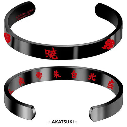 Naruto Anime Cuff Bracelet, Akatsuki & Clan Symbol Stainless Steel Open Cuff Bangle, Cosplay Jewelry Wristband, Gift for Naruto Anime Fans Men Women