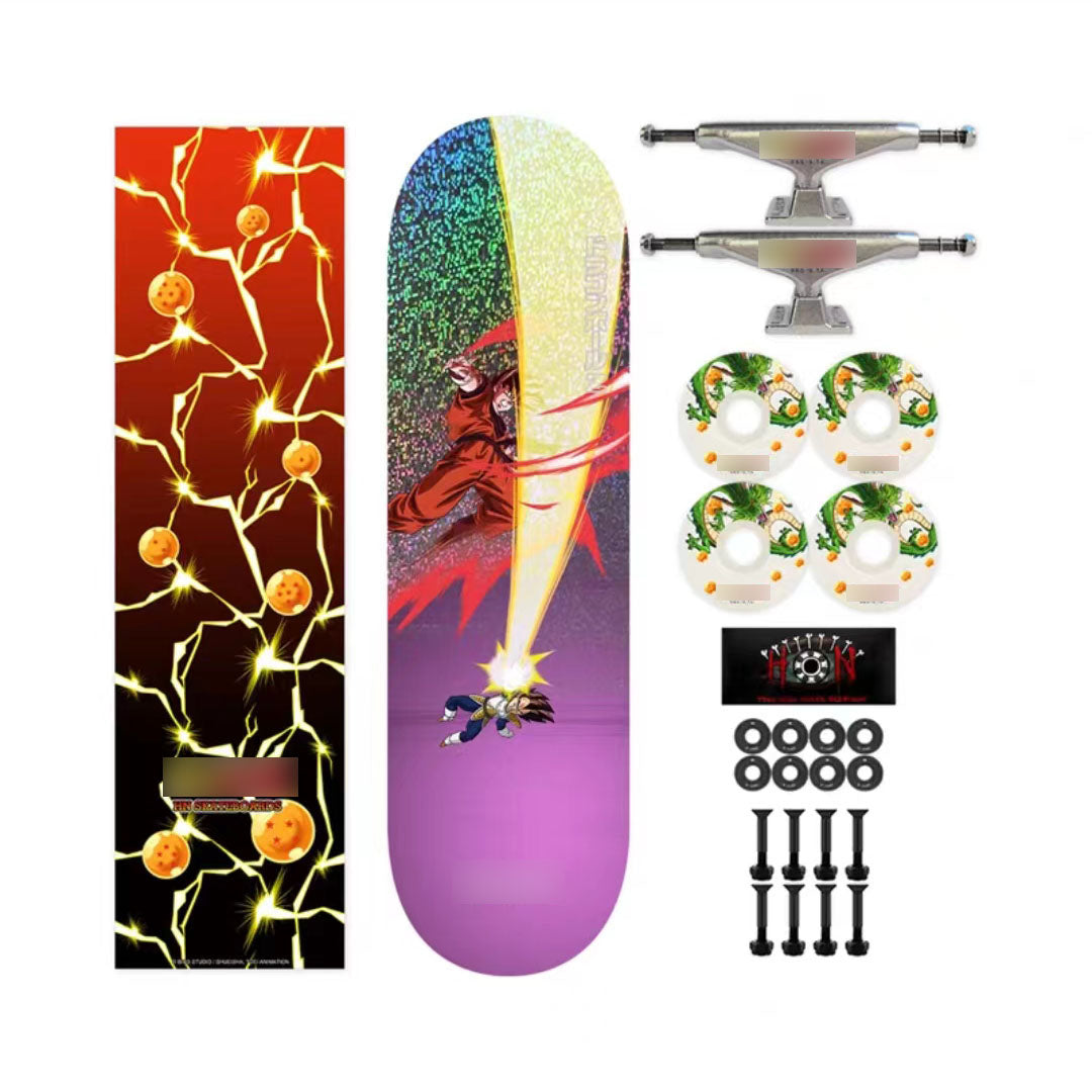 Dragon Ball Z Anime Skateboard Deck, Multiple Classic Characters Goku Vegeta Frieza Buu Printed Complete Skateboard, Dragon Ball Anime Street Skateboard, Anime Fan Collectible Gift
