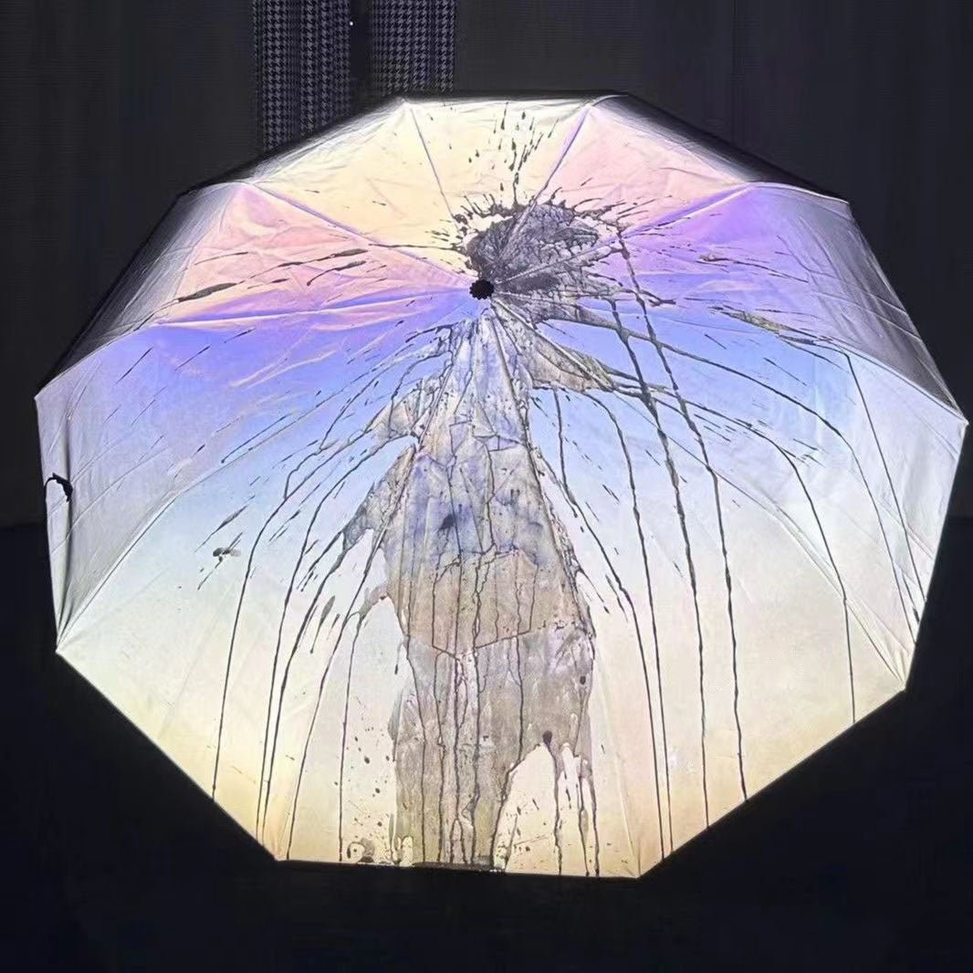 One Piece Anime Water Activated Color Changing Folding Umbrella, Automatic Open Close Black Coated Sun Rain Umbrella, Portable Travel Parasol, Anime Merch Gift for One Piece Fans
