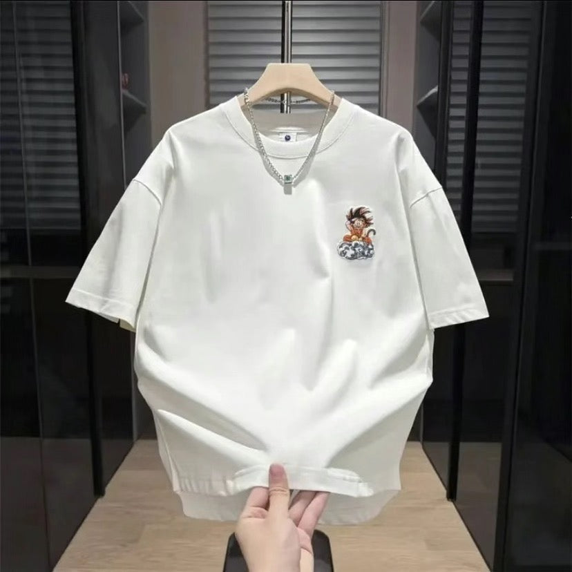 Dragon Ball Kid Goku T-Shirt, Anime Kame Cloud Graphic Oversized Short Sleeve Tee, Casual Loose Fit Cotton Tshirt for Men Women, Dragon Ball Z Fan Anime Shirt Gift