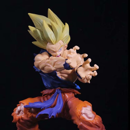 Dragon Ball Z Super Saiyan Goku Figure, LED Light Kamehameha Goku Statue, Anime Character Collectible Figurine with Aura Effect, Desktop Display Model Toy, Gift for Dragon Ball Fans