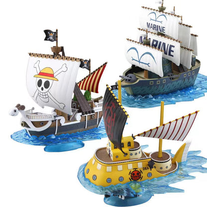 One Piece Pirate Ship Model Kit, Thousand Sunny Going Merry Assembly Boat Building Model, Multiple Styles Anime Pirate Vessel Figure, Collectible DIY Assembly Toy Gift for One Piece Fans