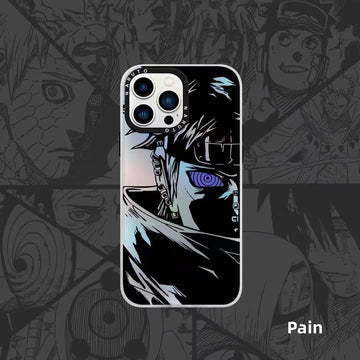 Naruto Anime Laser Holographic Phone Case for iPhone, Kakashi Pain Manga Art Print Shockproof Soft TPU Phone Cover, Iridescent Laser Flash Surface Slim Protective Phone Shell, Naruto Anime Fan Gift for iPhone