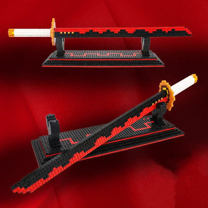 Demon Slayer Nichirin Sword Building Blocks Set, Anime Katana Model Bricks with Display Stand, Tanjiro Rengoku Shinobu Giyuu Sword Building Kit, Collectible Cosplay Prop, Gift for Anime Fans & Block Lovers