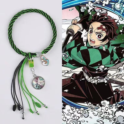Demon Slayer Anime Braided Rope Bracelet, Kimetsu No Yaiba Character Themed Handmade Wristband, Tanjiro Nezuko Zenitsu Rengoku Cosplay Tassel Bracelets, Anime Jewelry Gift for Demon Slayer Fans