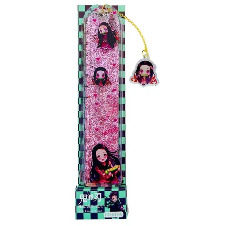 Demon Slayer Quicksand Acrylic Bookmark, Anime Tanjiro Nezuko Zenitsu Inosuke Glitter Liquid Floating Bookmark, Cute Character Pendant Book Marker, Reading Page Holder, Demon Slayer Fan Collectible Gift