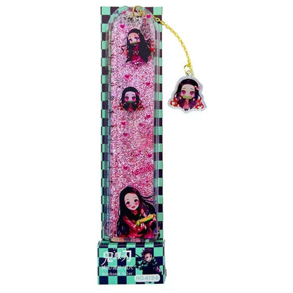 Demon Slayer Quicksand Acrylic Bookmark, Anime Tanjiro Nezuko Zenitsu Inosuke Glitter Liquid Floating Bookmark, Cute Character Pendant Book Marker, Reading Page Holder, Demon Slayer Fan Collectible Gift
